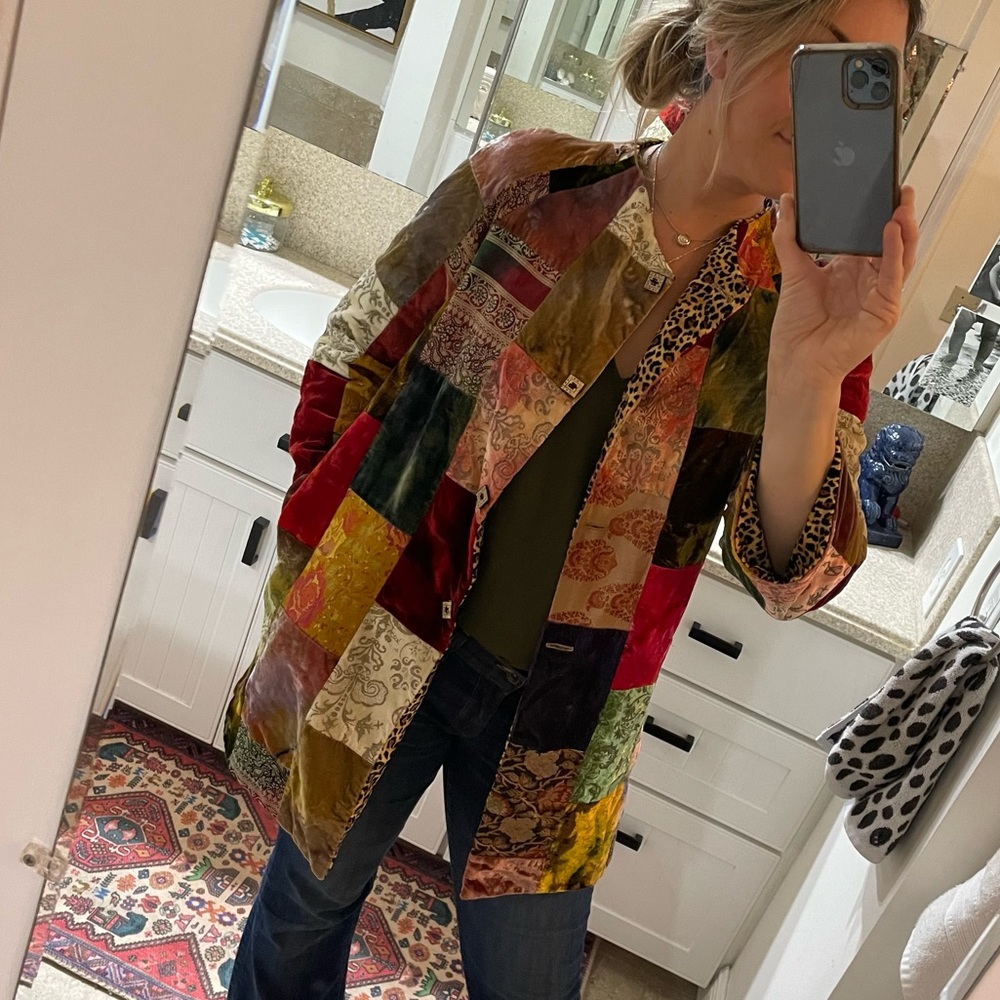 Patchwork velvet and silk reversible jacket, vintage Zuzka designer